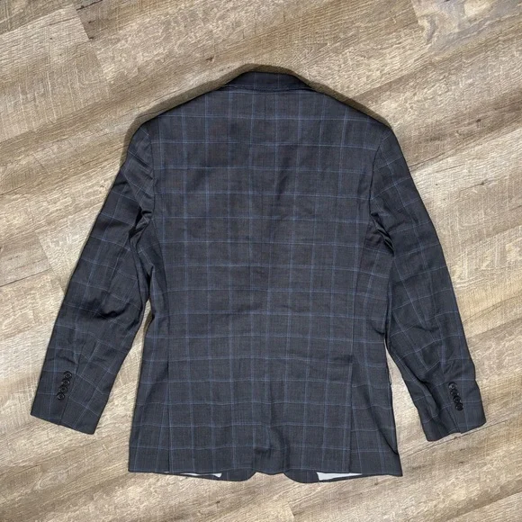 BROOKS BROTHERS Explorer Regent Fit Blazer 40L Gray Plaid Two Button Window Pane - Picture 2 of 11